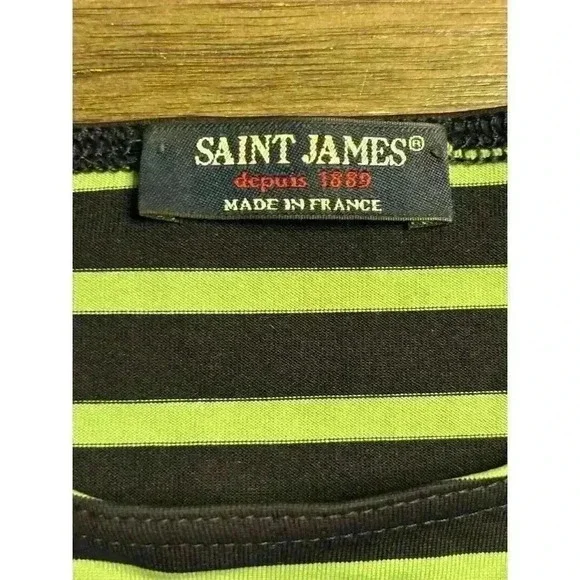 Saint James Women's Striped Dress Size 8 Green Navy Knee Length Casual - Picture 3 of 9